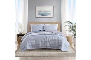 Nautica - Queen Quilt Set, Reversible Cotton Bedding with Matching Shams, Mediterranean Inspired Home Decor for All Seasons (Fairwater Blue, Queen)