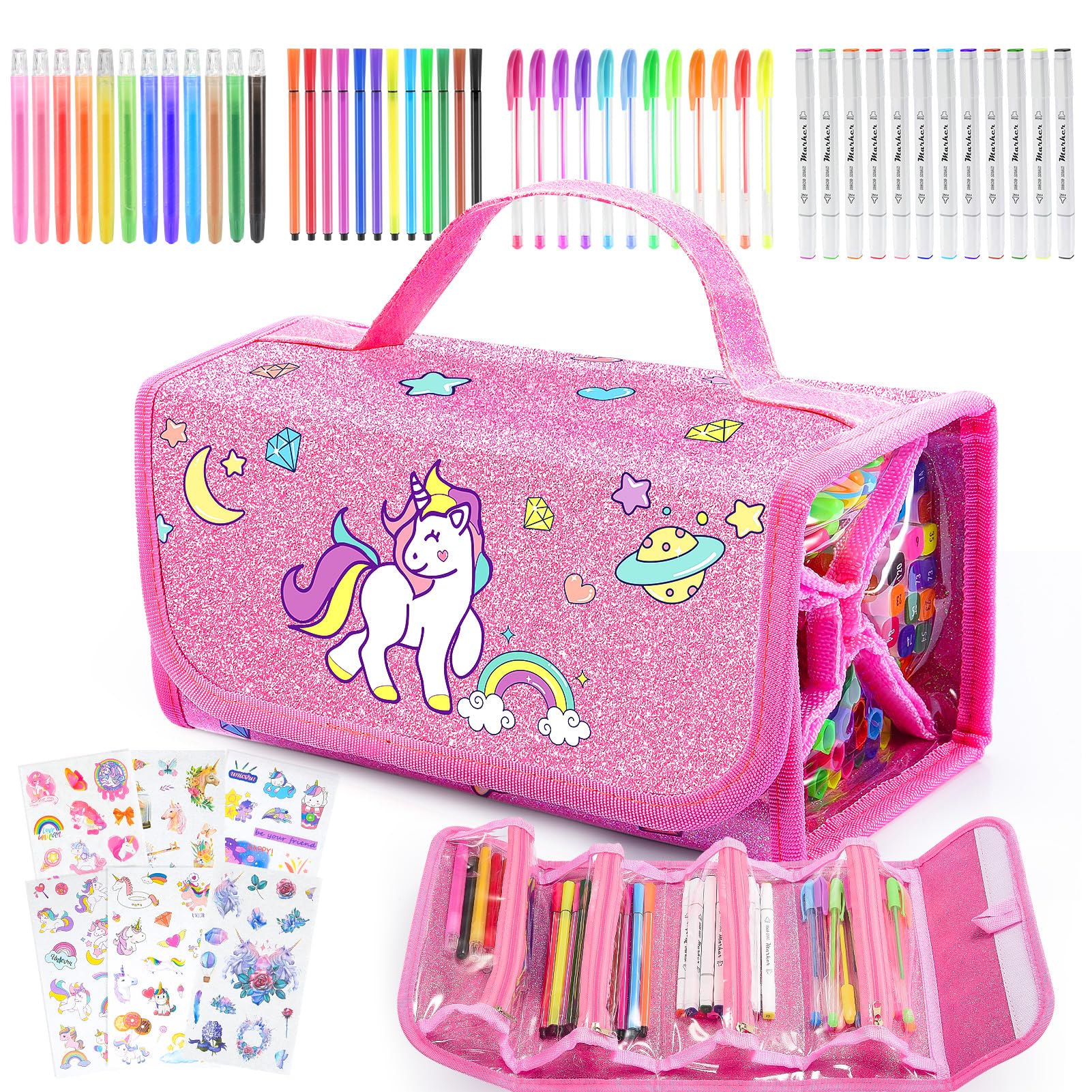 HappyGoLucky Unicorn Gifts for Girls, Arts and Crafts for Kids Best Gift for 4 5 6 7 8 Year Olds Girls Birthday Presents for 5 6 7 Year Old Christmas Xmas Gifts Colouring Pens for Kids