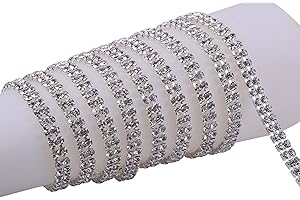 KAOYOO 2 Rows 2 Yards Crystal Rhinestone Close Chain Trim for Sewing Craft,DIY Decoration,4.0mm/0.16"