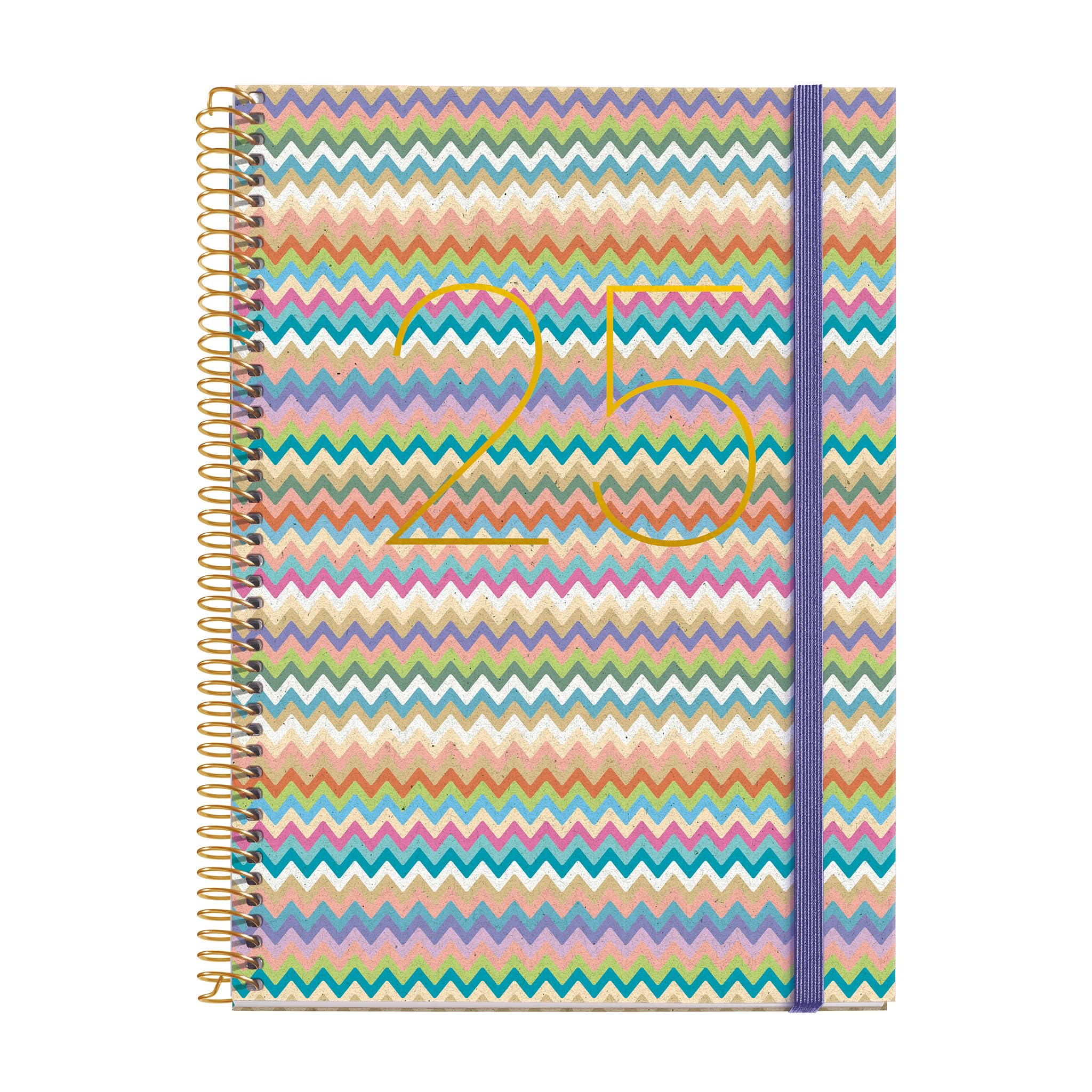 Miquelrius - 2025 Diary, 155 x 213 mm, Day Page Agenda, Laminated Cardboard Cover, Spiral, Elastic Closure, Paper 80 g/m², Spanish, English and Portuguese, Majorca