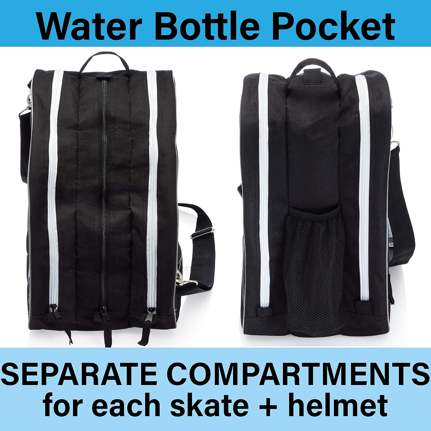 Athletico Ice Skate Bag + Large Skate Blade Cover - Bundle Includes Skate Bag for Ice Skates, Figure Skates, or Hockey Skates and Blade Cover to Protect Blades (Black) (Black, Large) : Sports & Outdoors
