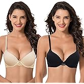 Curve Muse Womens Plus Size Perfect Shape Add 1 Cup Push Up Underwire Tshirt Bra