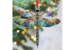 OASSIE Christmas Dragonfly Gifts for Women - Acrylic Christmas Ornaments 2025 for Tree with Card - Dragonflies Decor for Home Garden Decorations, Gifts Ideas for Mom Grandma Friends
