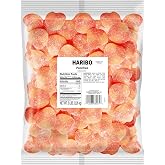HARIBO Peaches Sugar Coated Gummy Candy, 5 lb. Bulk Bag | Soft, chewy peach gummies with juicy peach flavor and a sweet sugar coating in a bulk bag. Fruity gummy candy for sharing.