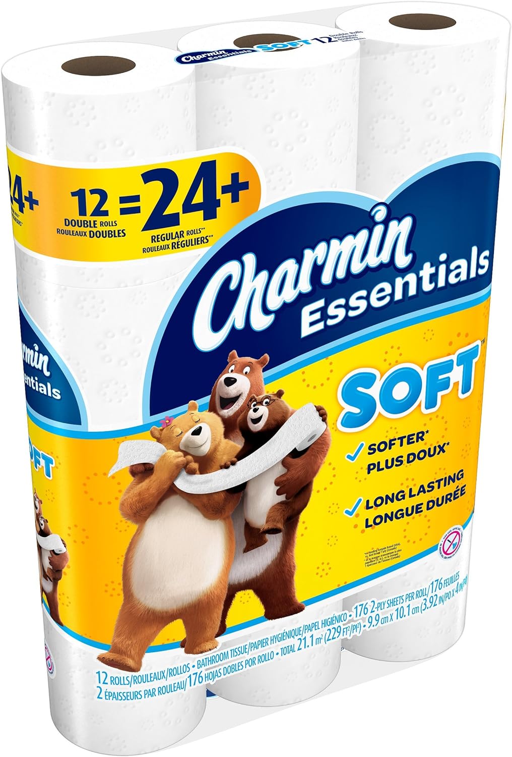 Charmin Essentials Soft Essentials 12 Double Rolls = 24 Regular Rolls: Health & Personal Care
