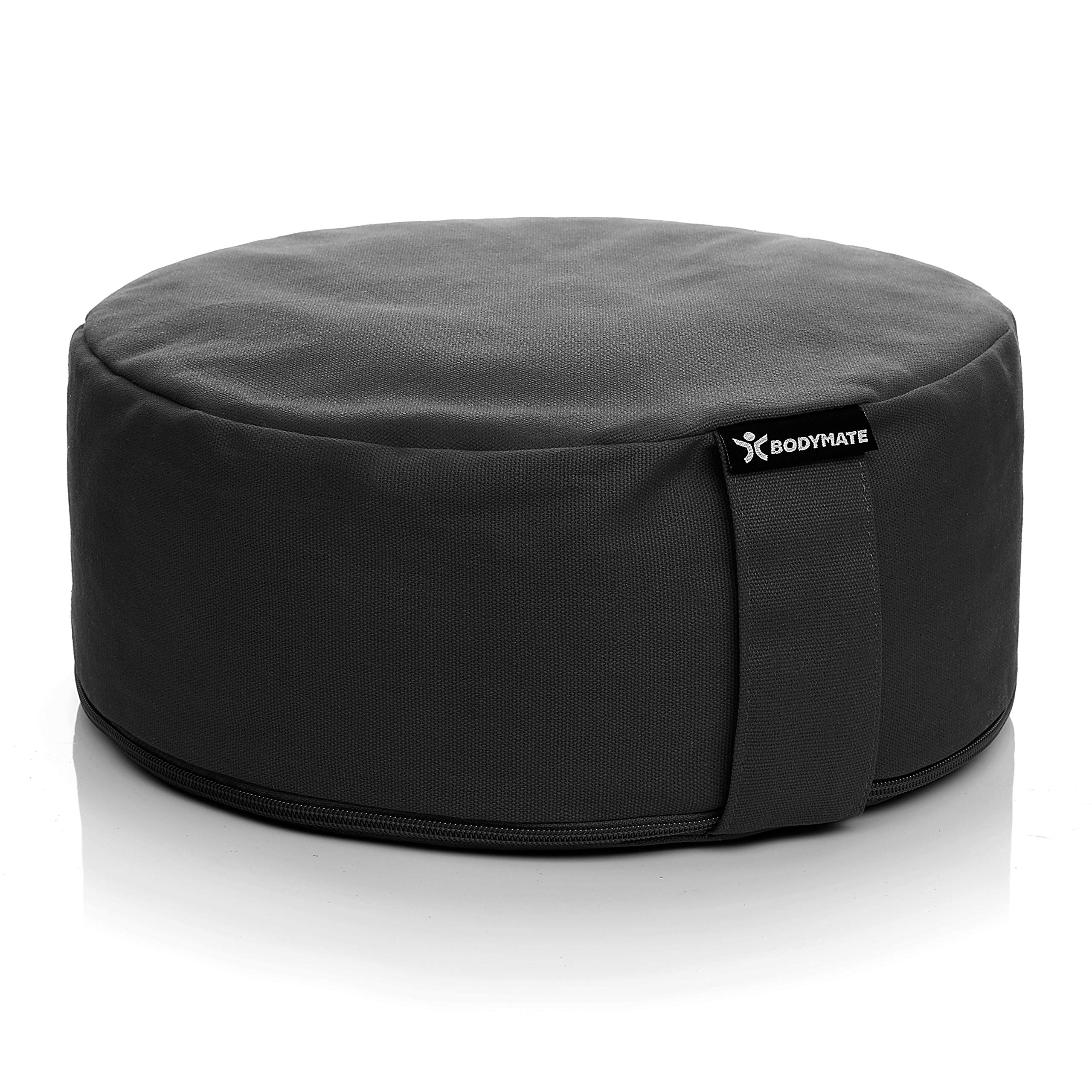 BODYMATE Meditation Cushion/Yoga Pillow D31cm H13cm – Removable washable 100% Cotton Cover - Inner cotton bag filled with buckwheat husks
