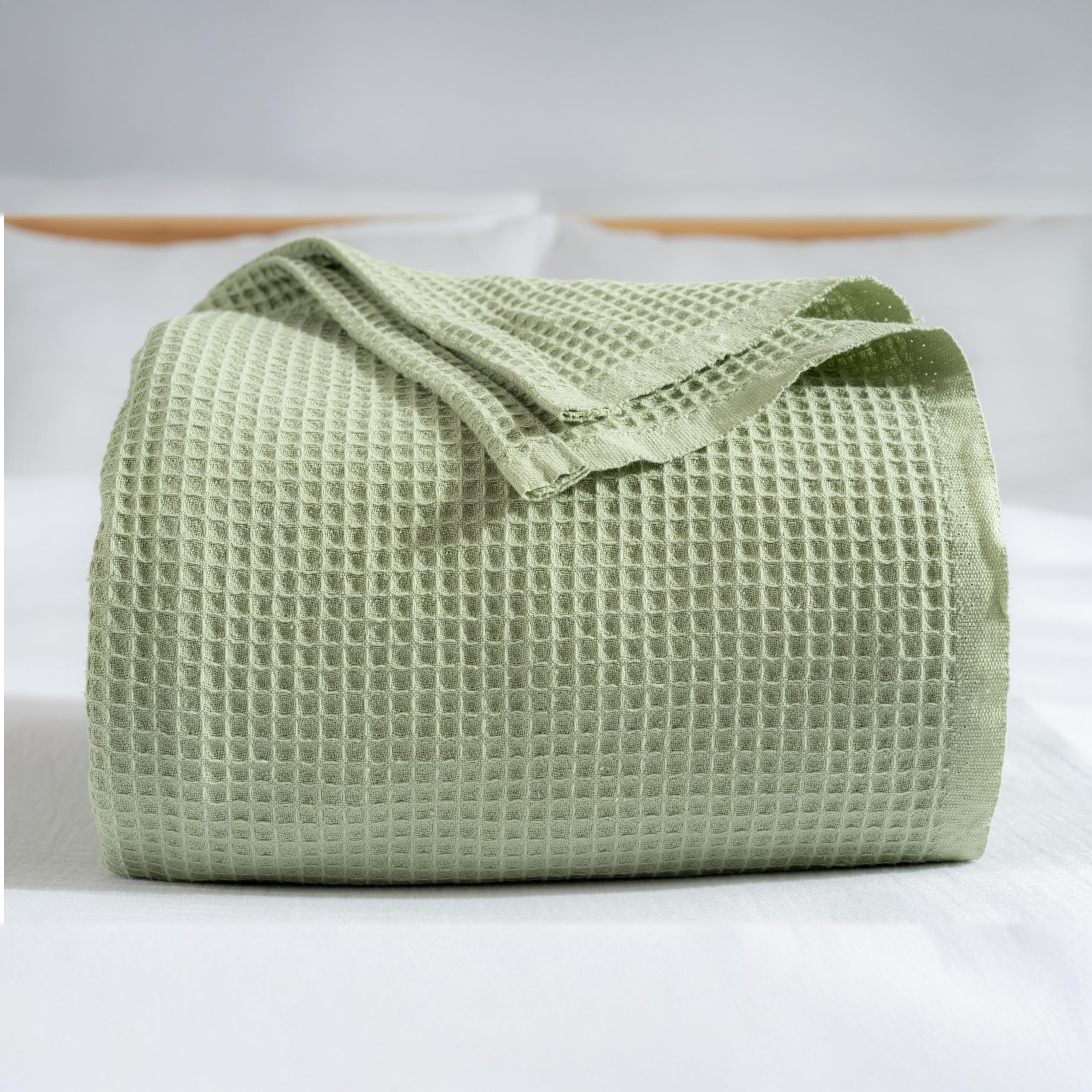 Photo 1 of RAYME TEKSTIL - 100% Turkish Cotton Waffle Blanket King - Cozy, Airy, Lightweight Summer Throw Blankets - Made in Turkiye, (Mint Green, King Size 90" x 110" inch)