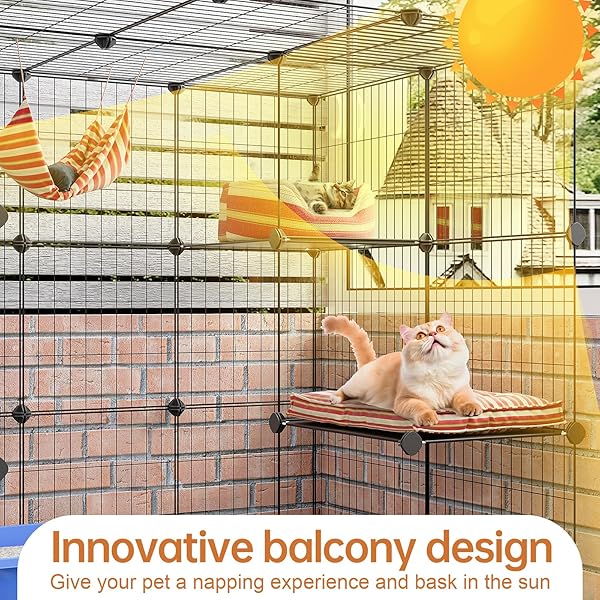 ONELUCK 3-TIER CAT CAGES INDOOR ENCLOSURE DIY CAT PLAYPEN CATIO DETACHABLE METAL WIRE KENNELS CATS CRATE LARGE EXTRA EXERCISE PLACE IDEAL FOR 1 CAT,35.4 INCHES
