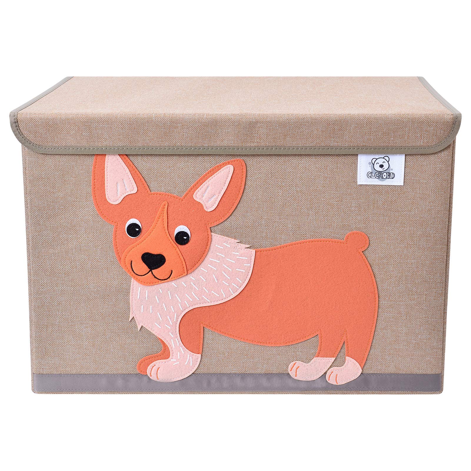 CLCROBD Foldable Kids Large Toy Chest with Flip-Top Lid, Collapsible Fabric Animal Toy Storage Organizer/Bin/Box/Basket/Trunk for Toddler, Children and Baby Nursery (Dog)