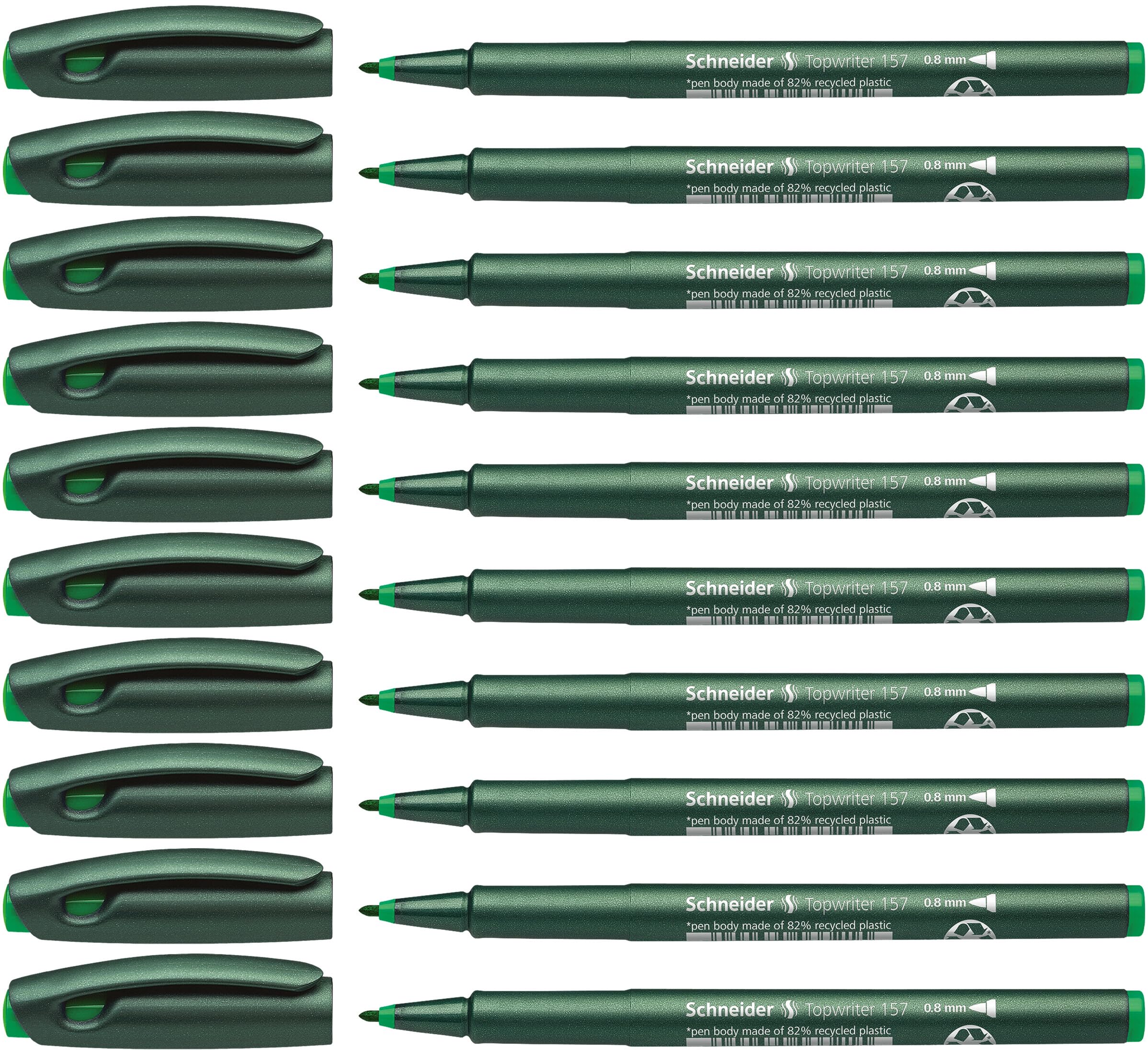 Schneider Topwriter 157 Fibre-Tip Pens 0.8 mm Pack of 10 Green