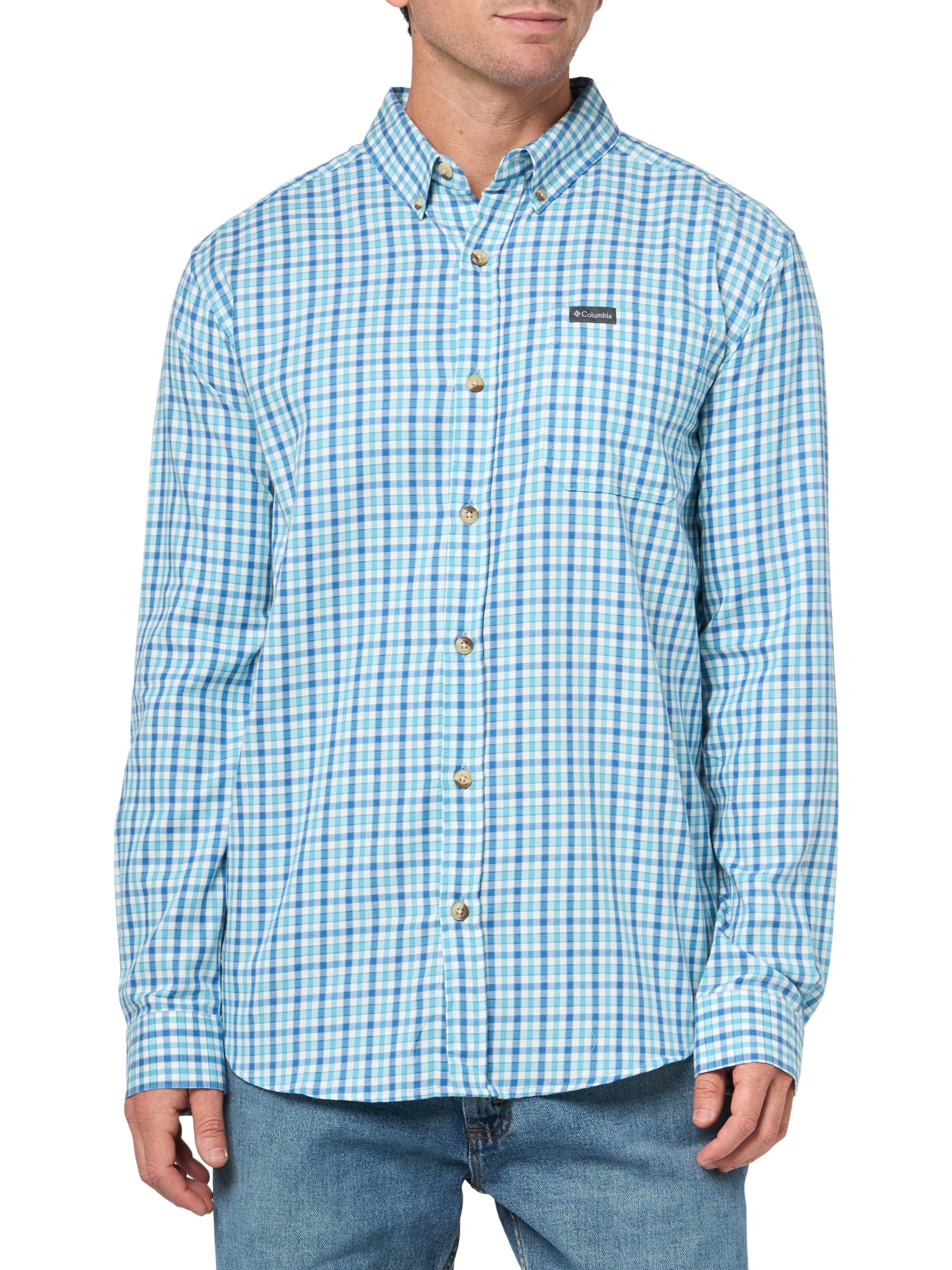 Columbia Mens Rapid Rivers II Long Sleeve Shirt, Vintage Blue Trail Crossing Gingham, XX-Large Image