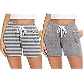 Prosoft&Hawiton Womens Cotton Pajama Shorts Comfy Sleeping Shorts Sleepwear Lounge Pj Bottoms with Drawstring & Pockets