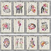 Jetec 12 Pcs Anatomy Art Prints 8x10 Inch, Floral Human Body Dictionary | Vintage Medical Dictionary Art Set, Wall Artwork for Doctor Office Clinic, Medical Anatomical Posters Gift for Nurses