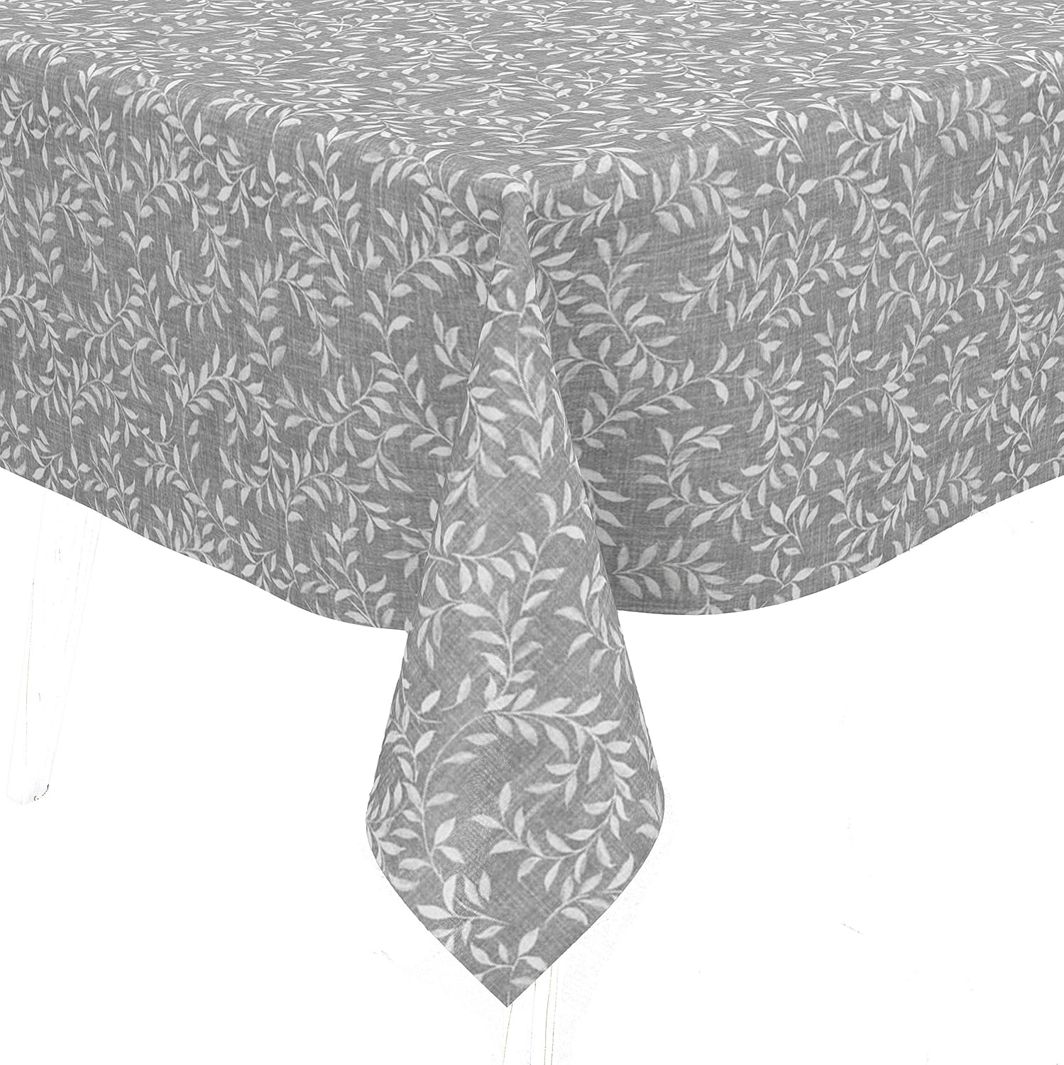 Karina Home Willow Leaves Grey Wipe Clean Tablecloth Vinyl PVC (Grey, 140cm x 140cm) Amazon.co