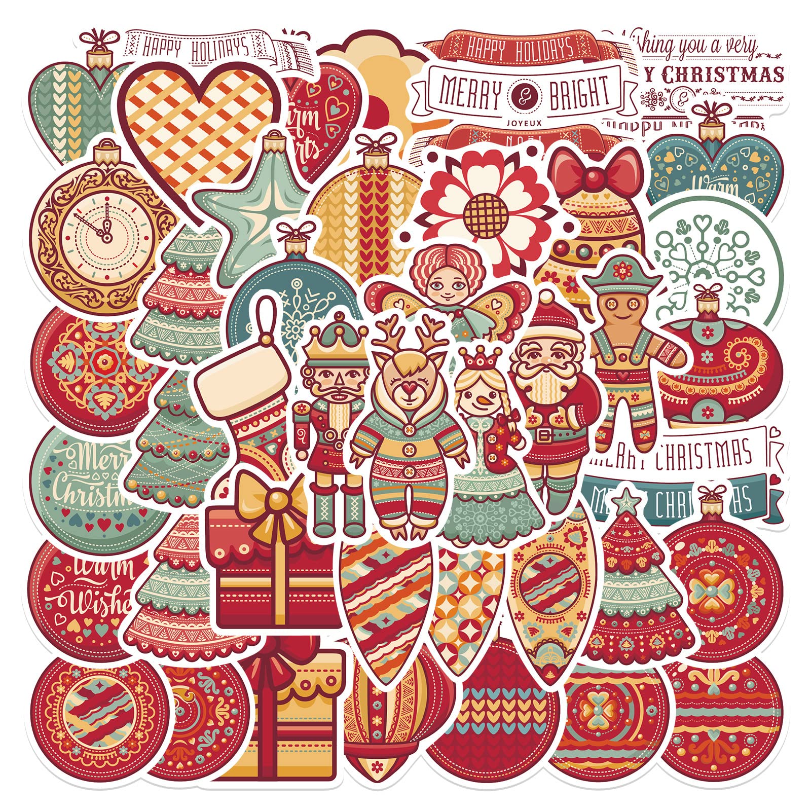 LZLPACKING 48pcs Cartoon Christmas Pendants Graffiti Stickers can be Used to Decorate Luggage pens, Guitar notebooks and Waterproof Stickers
