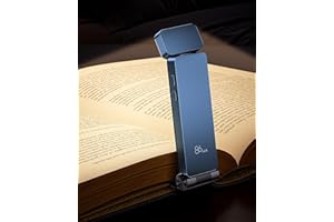 86lux Reading Light, Rechargeable Book Light for Reading in Bed, Ultralight Clip-on LED Bookmark Lamp with 3 Amber Colors & Stepless Dimming for Night Reading for Book Lovers, Kids, Blue