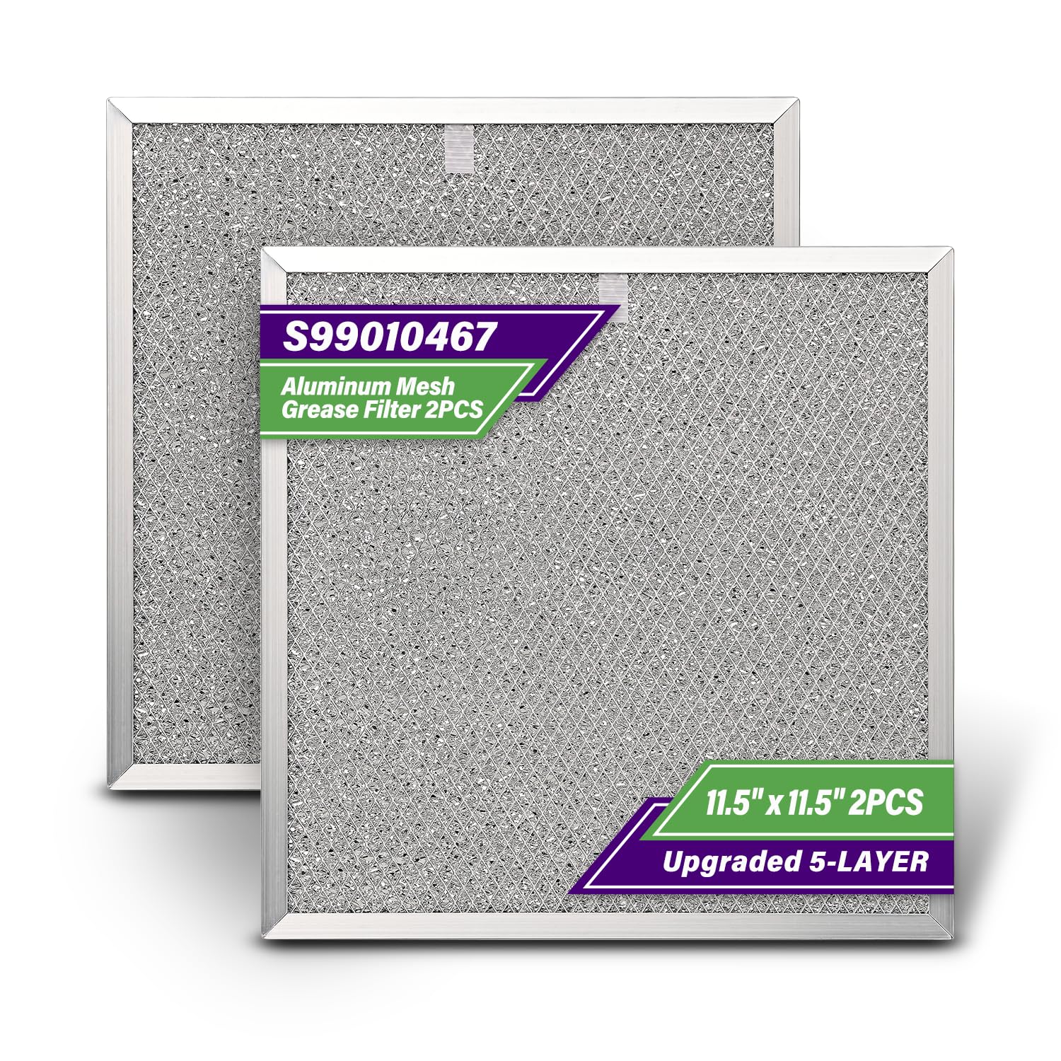 Photo 1 of [2PCS] S99010467 99010467 Range Hood Aluminum Mesh Grease Filter Replacement 11-1/2 X 11-1/2 X 3/8 Inches.