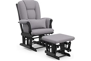 Storkcraft Tuscany Custom Glider and Ottoman with Free Lumbar Pillow (Black/Slate Gray Swirl) - Cleanable Upholstered Comfort Rocking Nursery Chair with Ottoman