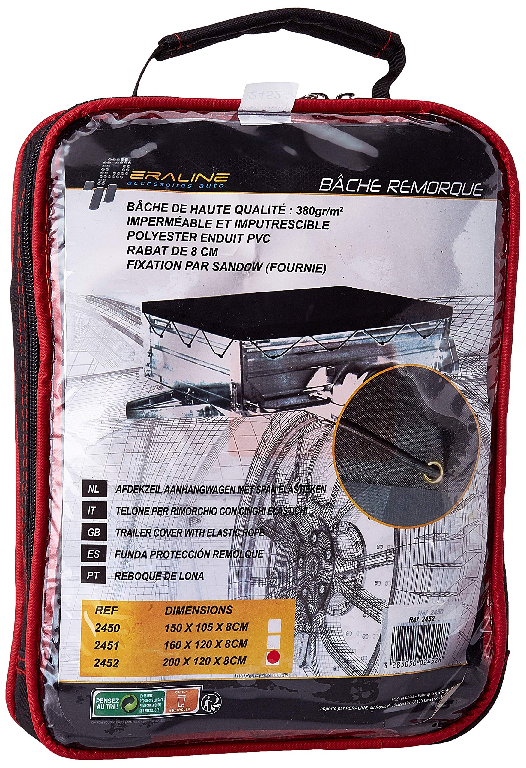 Peraline 2452 Plain Polyester/PVC Flat Trailer Tarpaulin - Black, 200 x 120 x 7 cm