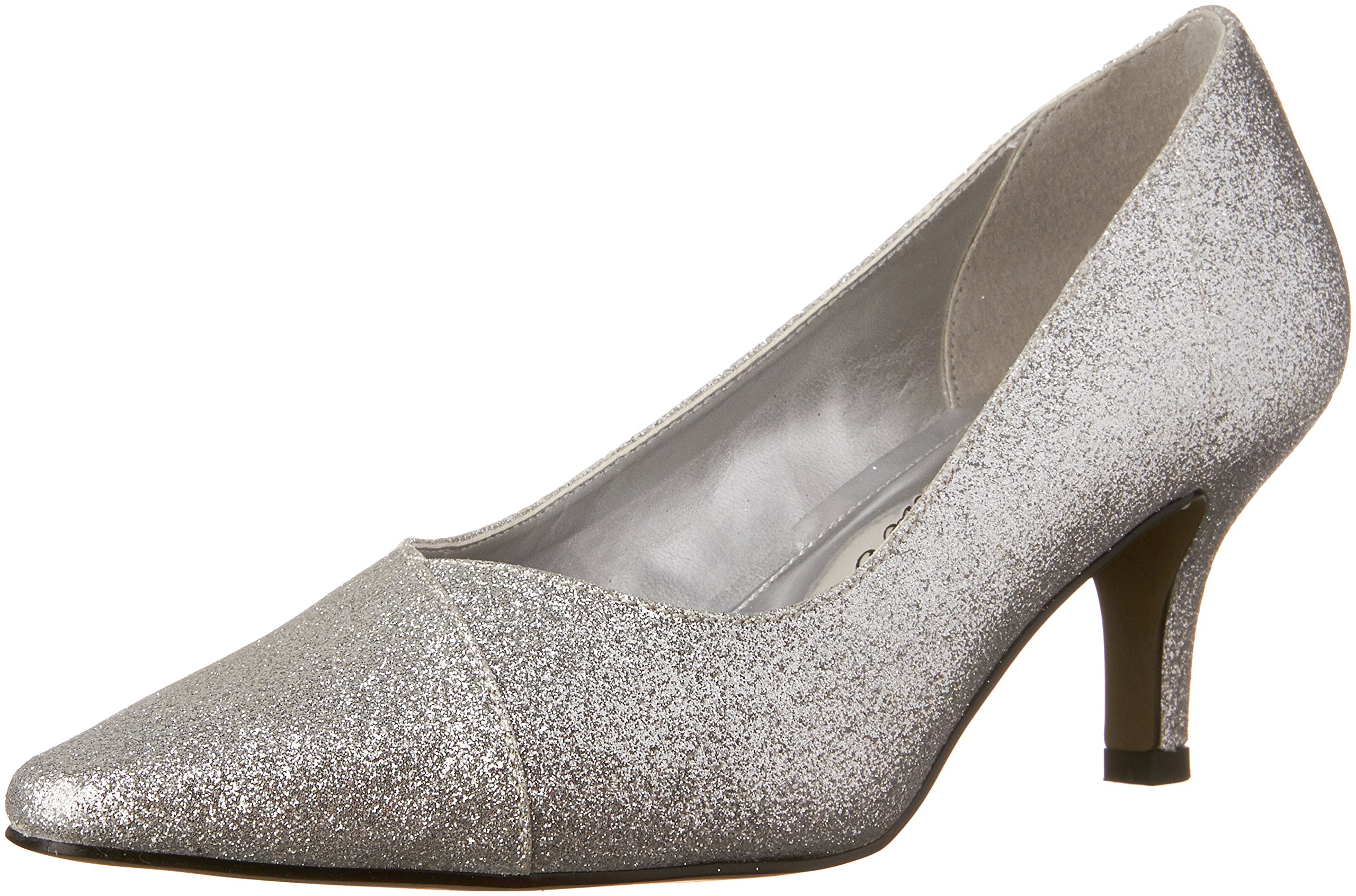 Easy Street Women’s Chiffon Pump,Silver Glitter,6 M US
