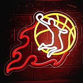 Dunk Neon Sign for Wall Decor Dimmable Basketball Fire Neon Light for Man Cave Slam Dunk USB Pover LED Sign for Court Bedroom Party Club Birthday Gift for Basketball Fans Art Size 15.5*12.9(WZCP016)