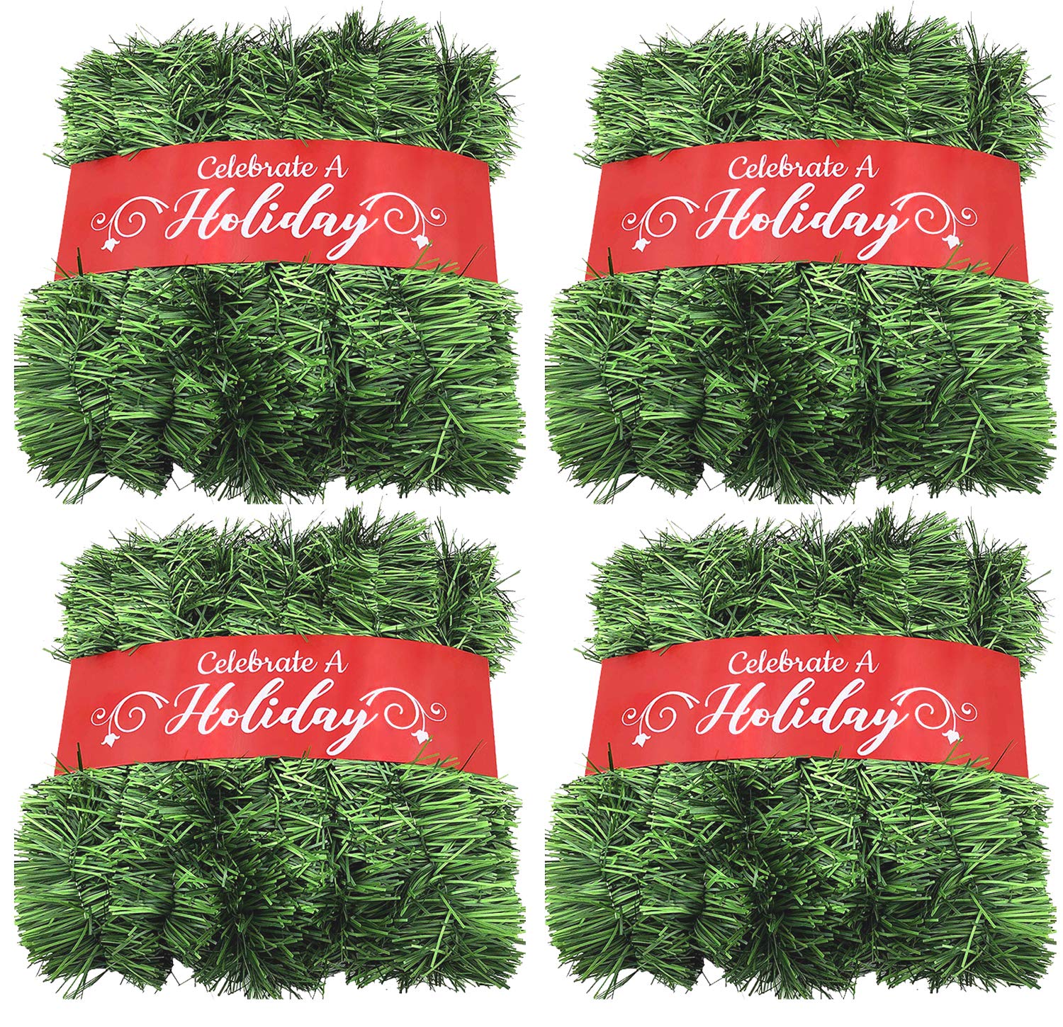 Photo 1 of 50 Foot Garland for Christmas Decorations - Non-Lit Soft Green Holiday Decor for Outdoor or Indoor Use - Premium Quality Home Garden Artificial Greenery, or Wedding Party Decorations (4, 50 FT)
