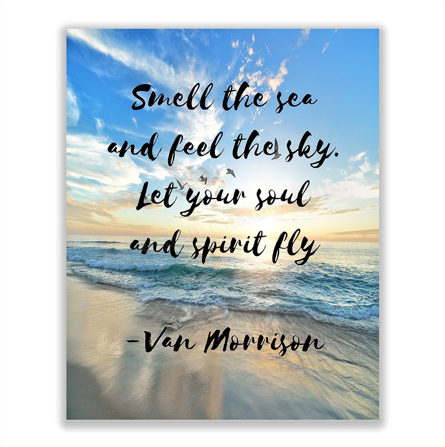 Amazon Com Van Morrison Smell The Sea Feel The Sky Let Soul Spirit Fly Brand New Day Song Lyric Art 8 X 10 Rock Music Print W Beach Photo Ready To Frame Lyrical Wall Sign For Home Studio Bar Cave Decor Handmade