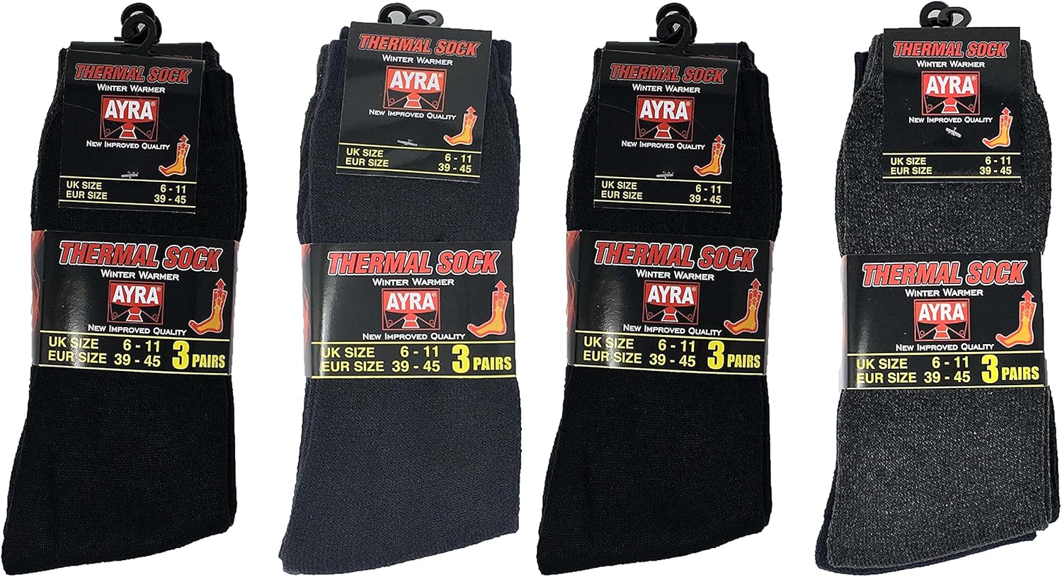 12 Pairs Mens Thermal Socks, Black, 43627 Amazon.co.uk Clothing