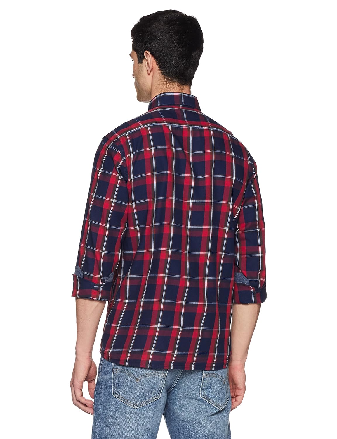 arrow sports men's checkered slim fit casual shirt