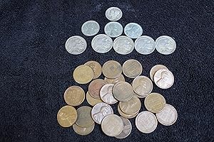 PDS American Classics Coin Bag - 34 Coins: 5 Full Date Buffalo Nickels, 25 Unsearched Wheat Pennies, 3 Steel Cents, Silver Mercury Dime - Graded by Seller, Circulated to Fine