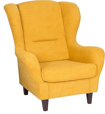 Supellex, Ohrensessel/Fernsehsessel Sofia mit Hocker, Dessin: Velours, gelb