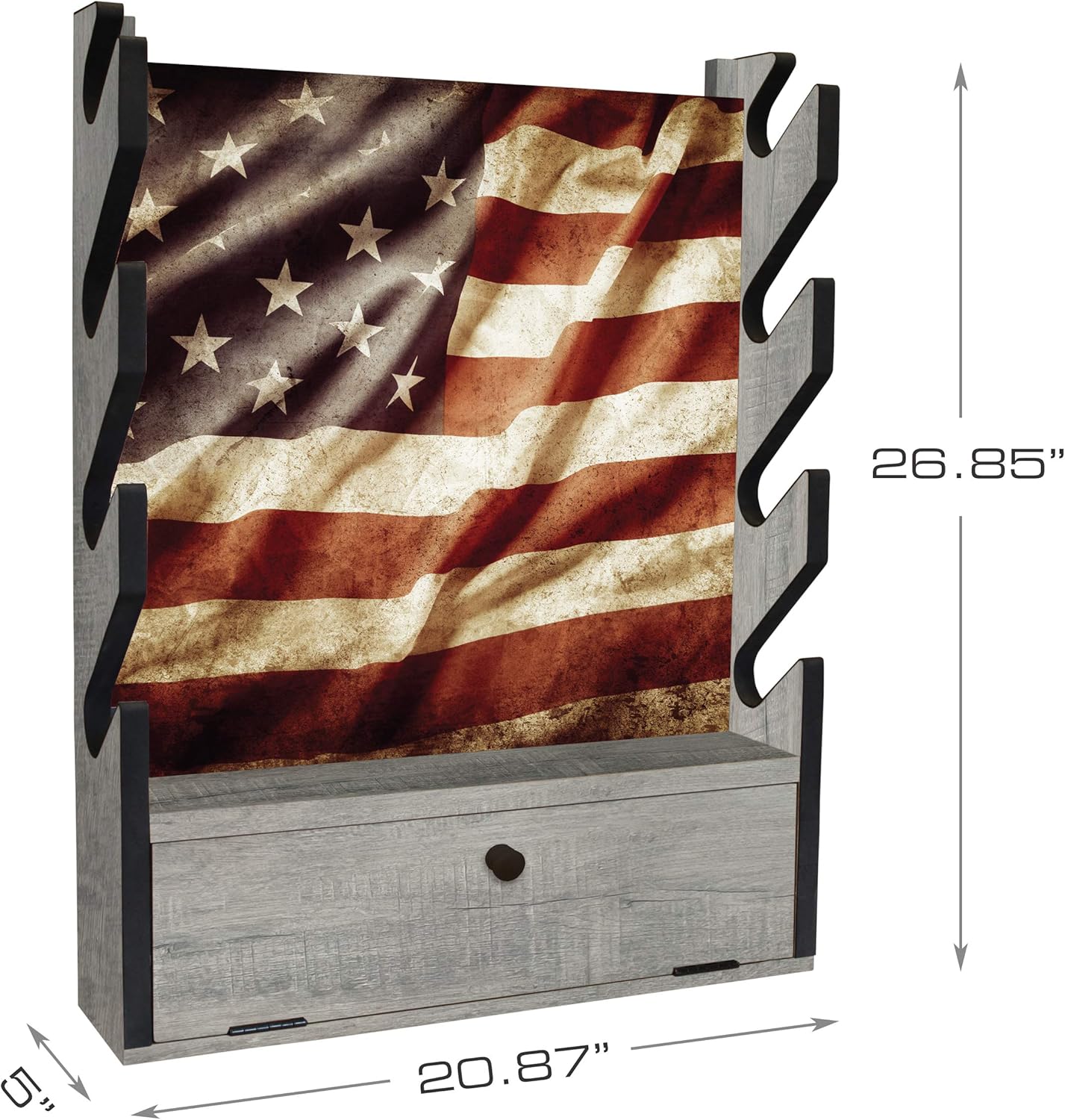 Rush Creek Creations Indoor 4 Rifle and Shotgun Wall Storage Americana Display Rack - Features Storage Compartment for Accessories: Sports & Outdoors