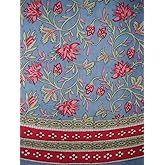 India Arts Vintage Appeal Round Cotton Tablecloth 88" Blue and Red