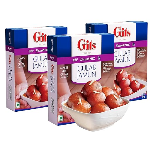 Gits Instant Gulab Jamun Dessert Mix, 200g (Pack of 3)