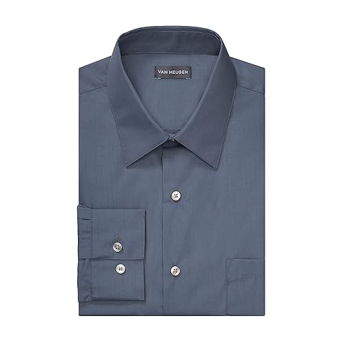 Van Heusen Men's Dress Shirt Regular Fit Poplin Solid, Grey, 16.5" Neck  34"-35" Sleeve in Saudi Arabia | Whizz 121177981011