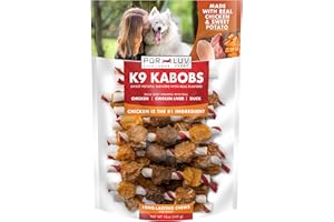Pur Luv K9 Kabob Dog Treats, Made with Real Chicken, Duck and Sweet Potato, Healthy, Easily Digestible, Long Lasting, and High Protein, 12 oz