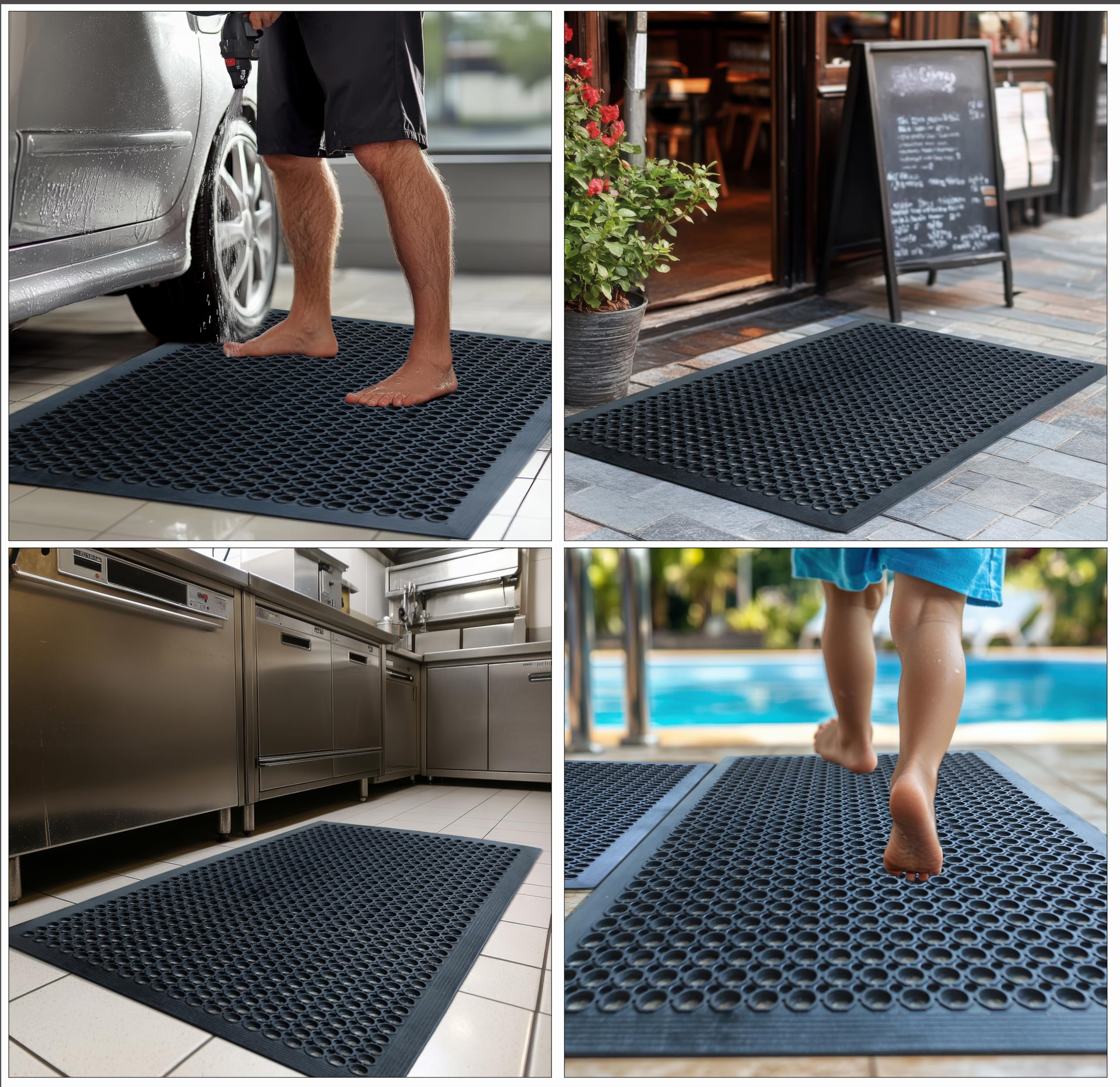 IRONGATE Rubber Doormat - Set of 2 Anti Fatigue Rubber Floor Mat - Non Slip Indoor Outdoor Commercial Kitchen Mat - Ramp Pool Restaurant Garage Floor Mat - Anti Slip Bar Drainage Mat - 36 x 60 inches - Image 4