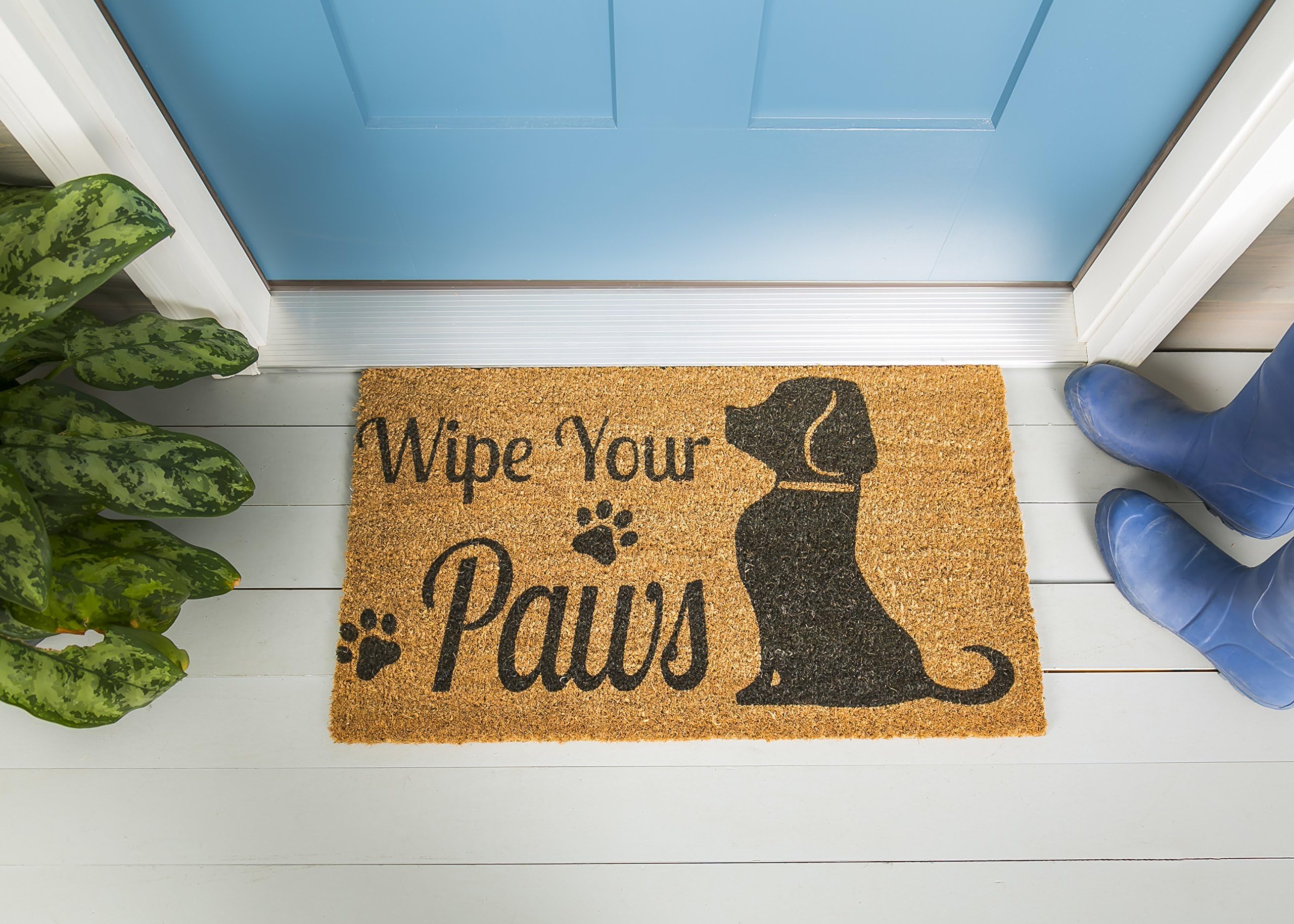 Evergreen Flag Wipe Your Paws Dog Coir Mat, Multi-Colored, 16.5