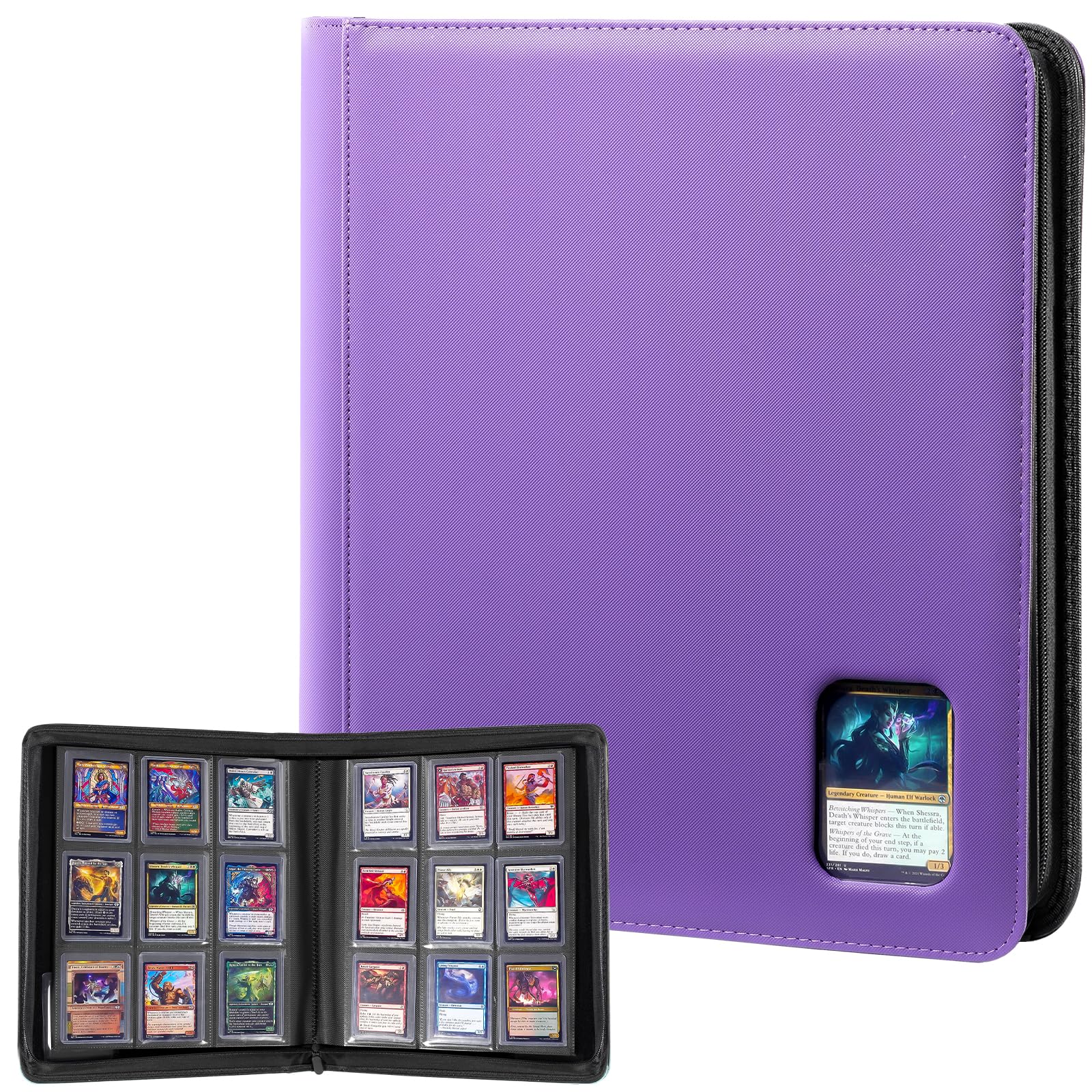 ProCase Top Loader Binder for Cards; Holds 324 Toploaders with 9 Pockets, Toploader Storage for Trading Cards or Sports Cards, Compatible with TCG, MTG in 3"x4" Toploaders -Purple — image 1