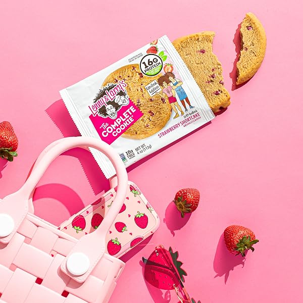 LENNY & LARRY’S PROTEIN COOKIE, STRAWBERRY SHORTCAKE – HIGH PROTEIN SNACKS WITH 16G PLANT PROTEIN, 10G FIBER, SOFT-BAKED, VEGAN, NON-GMO | 4OZ, PACK OF 12