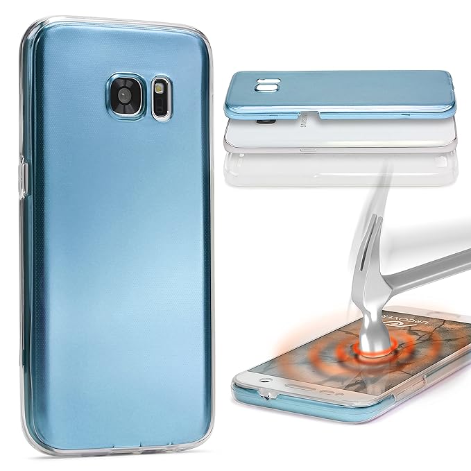 Urcover® Metalloptik 360 Grad Hülle kompatibel mit LG G5 | TPU in Blau | Ultra Slim Zubehör Tasche Case Handy-Cover Schutz-Hü