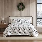 Eddie Bauer - Twin Quilt Set, Super Soft Bedding with Matching Shams, Rounded Corners, Diamond Corner Stitch (Mountain Moose Grey, Twin)