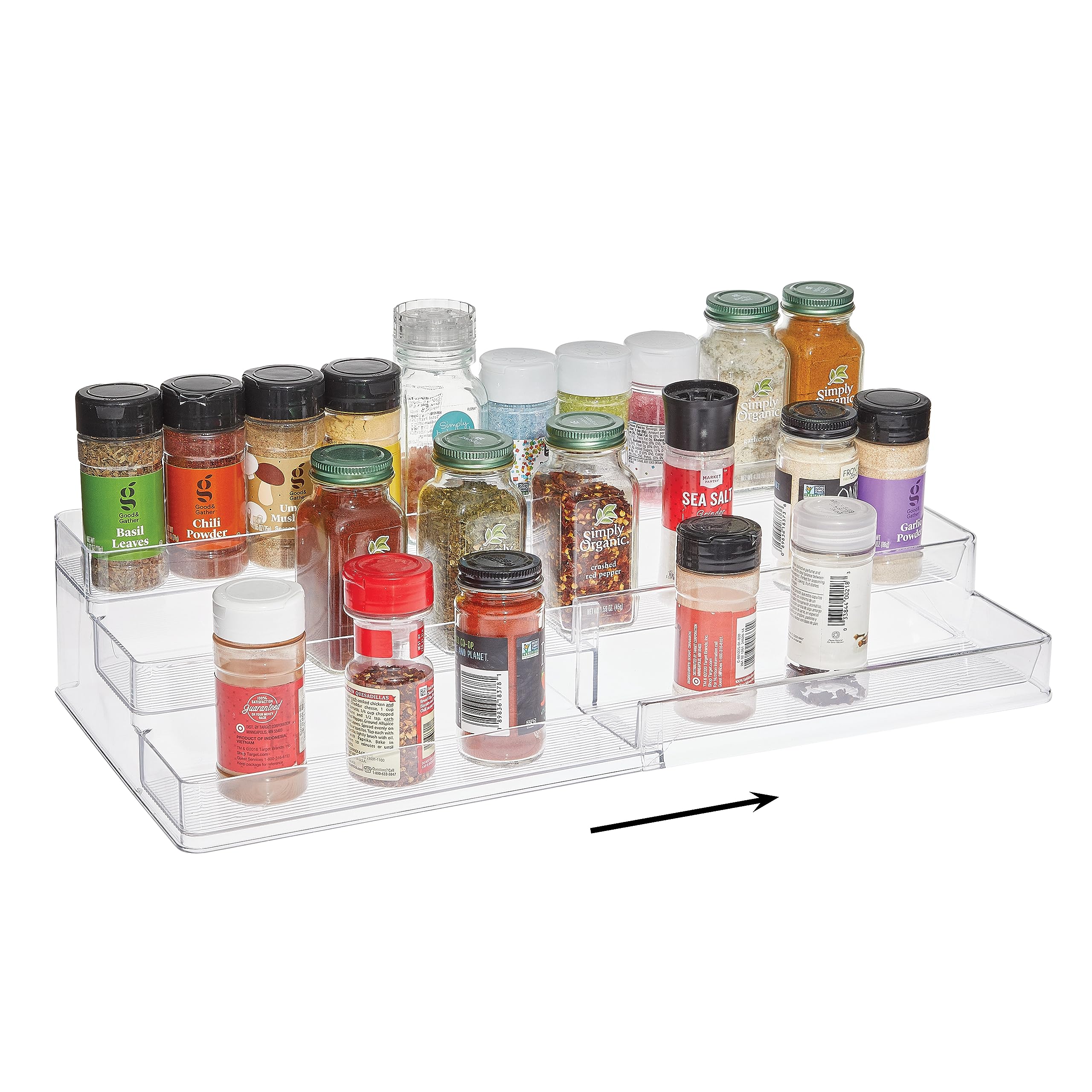 Photo 1 of SIMPLEMADE 3-Tier Spice Rack Organizer - Versatile Storage Shelf for Kitchen, Bathroom, Bedroom & Office, Set of 1, Expandable Clear