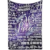 Huglanket Zodiac Constellation Gifts for Women, Zodiac Sign Birthday Gift with Message Flannel Blanket Throws (50