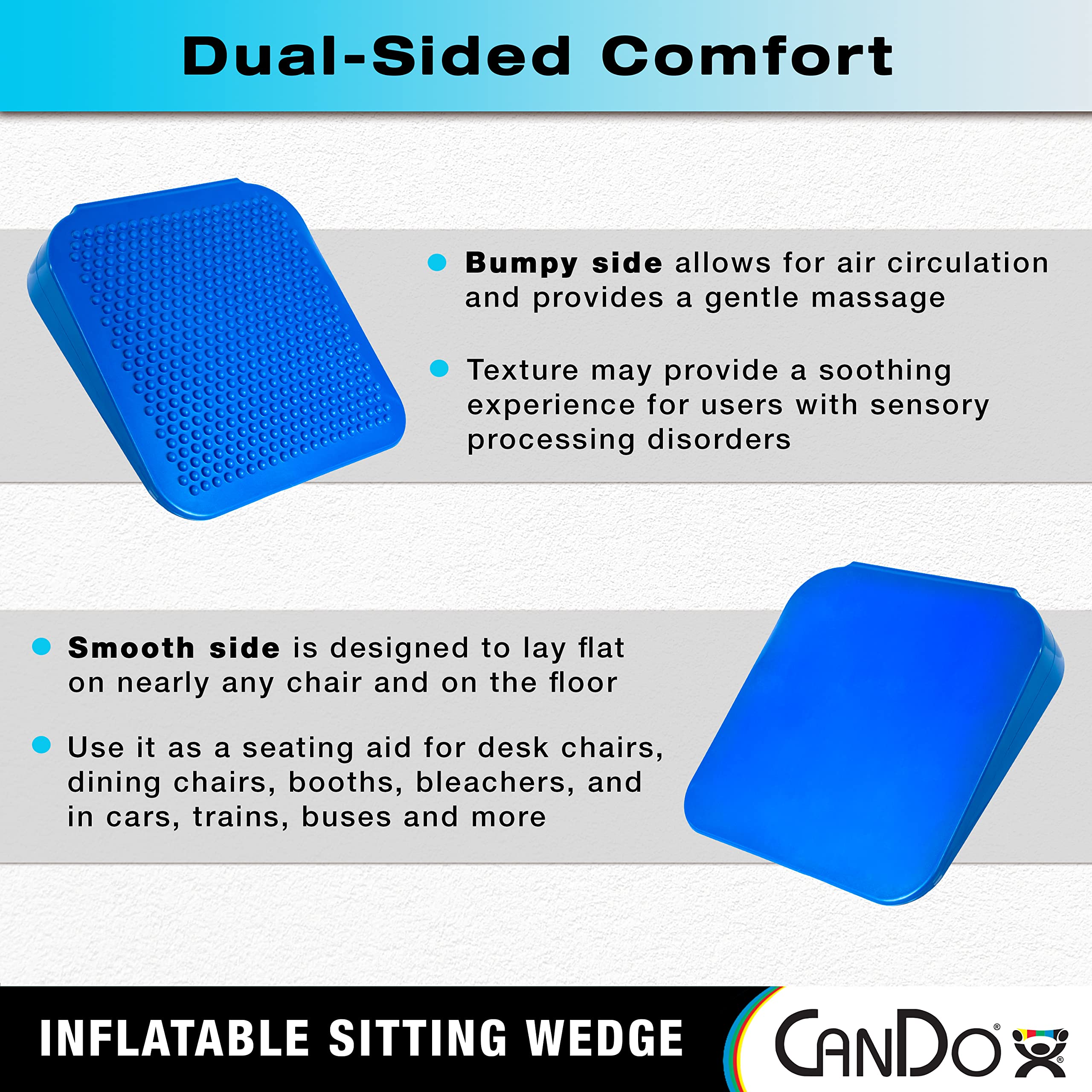 CanDo Sitting Wedge Active Seat Wobble Cushion for Posture, Back Pain, Restlessness, Stress Relief and Anxiety, Child Size, 10