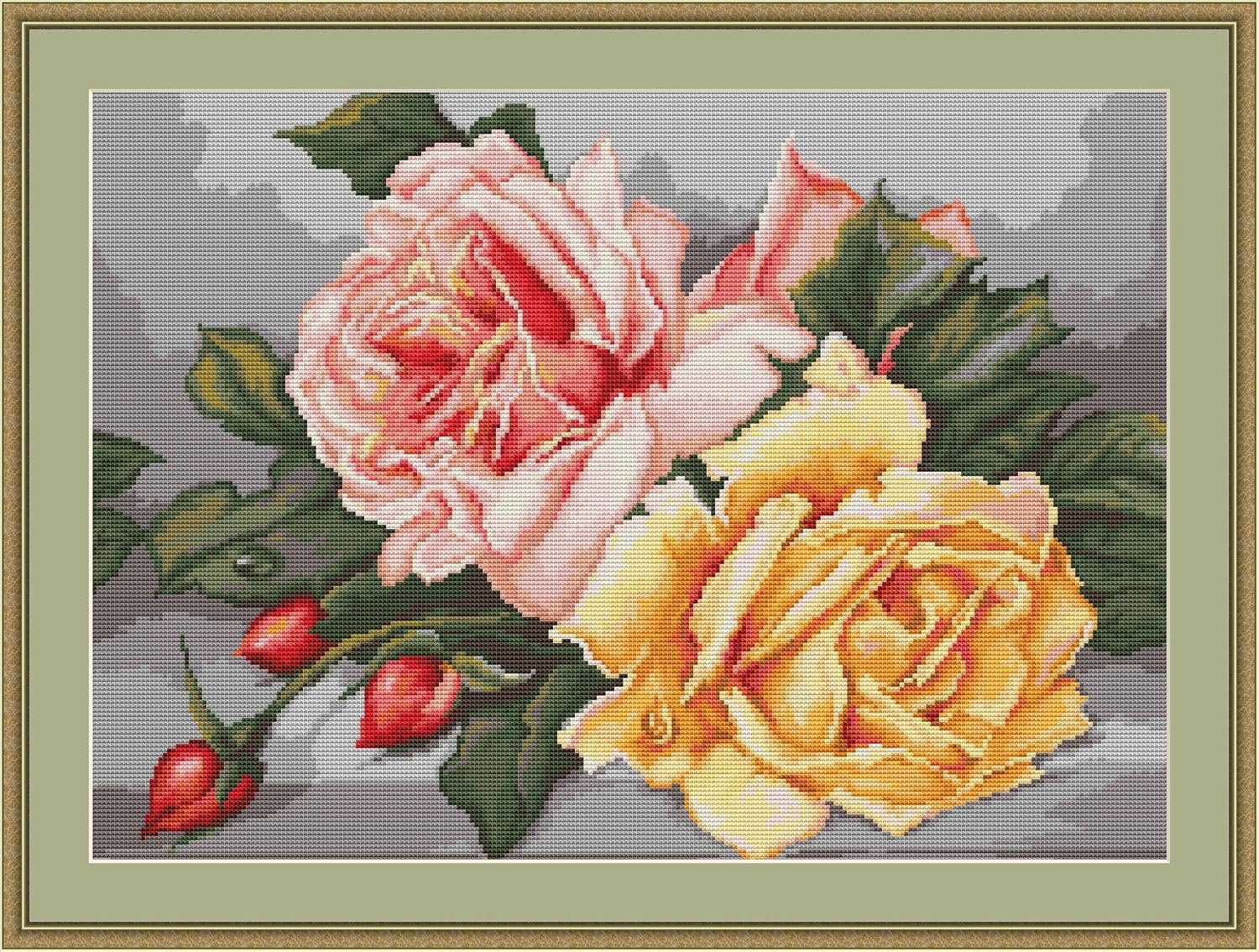 LucasS Roses Counted Cross Stitch Kit Amazon.co.uk Kitchen & Home