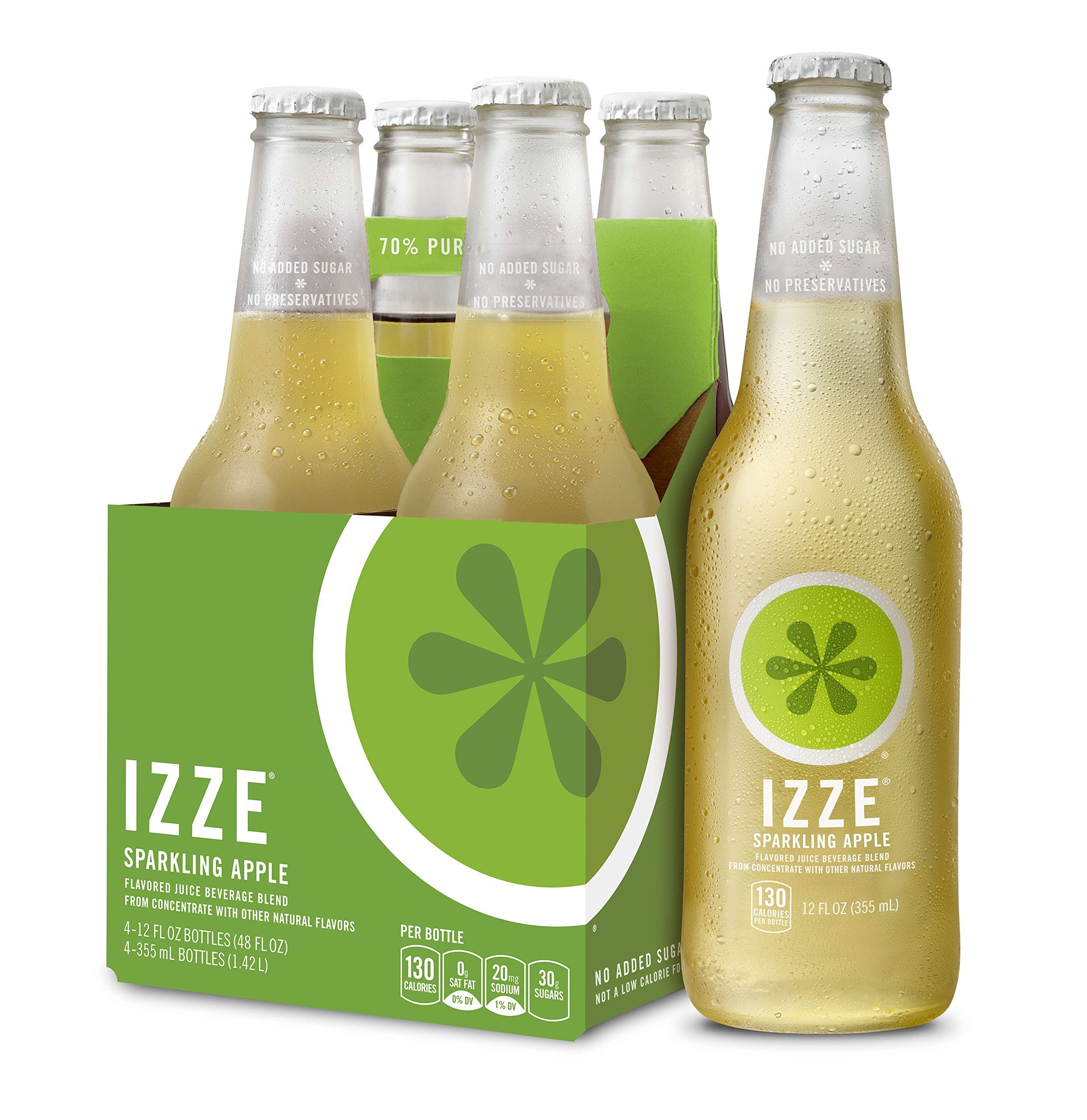 IZZE Sparkling Juice, Pomegranate, 12 oz Glass Bottles, 4 Count Grocery & Gourmet