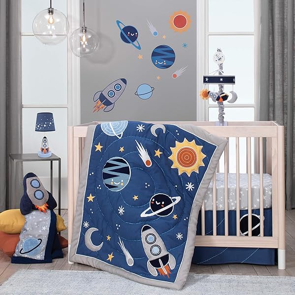 Amazon.com : Lambs & Ivy Milky Way Blue/Silver Rocket Ship Nursery