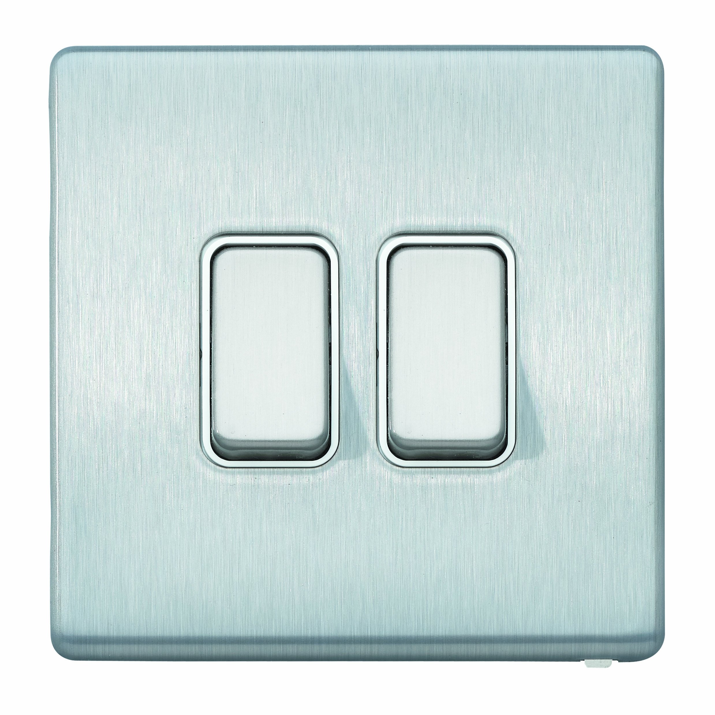 MK Aspect K24372BRCW 20A 2-Way Double Plateswitch Single Pole - Brushed Chrome