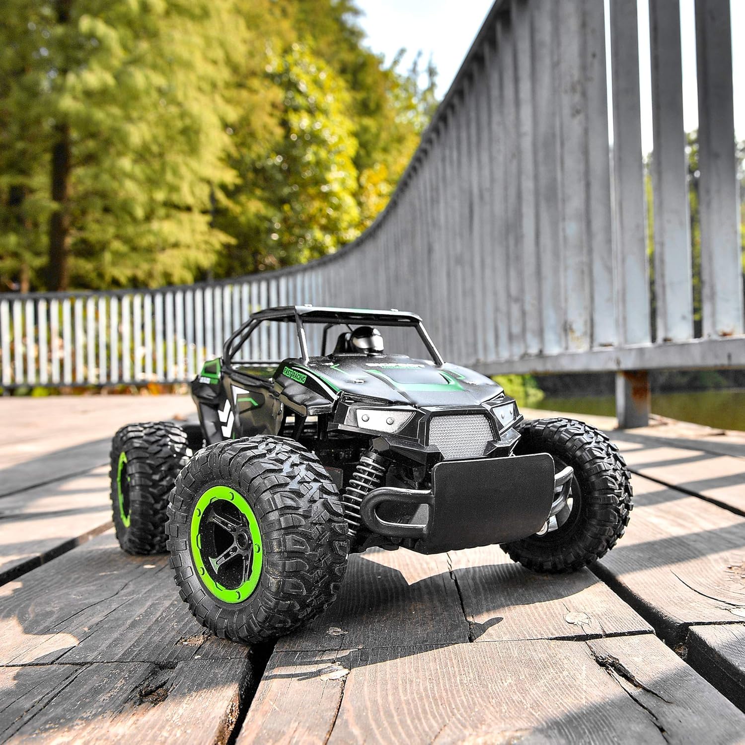 BEZGAR 18 Toy Grade 1:14 Scale Remote Control Car, 2WD High Speed 20 Km/h All Terrains Electric Toy Off Road RC Monster Vehicle Truck Crawler with Two Rechargeable Batteries for Boys Kids and Adults: Toys & Games